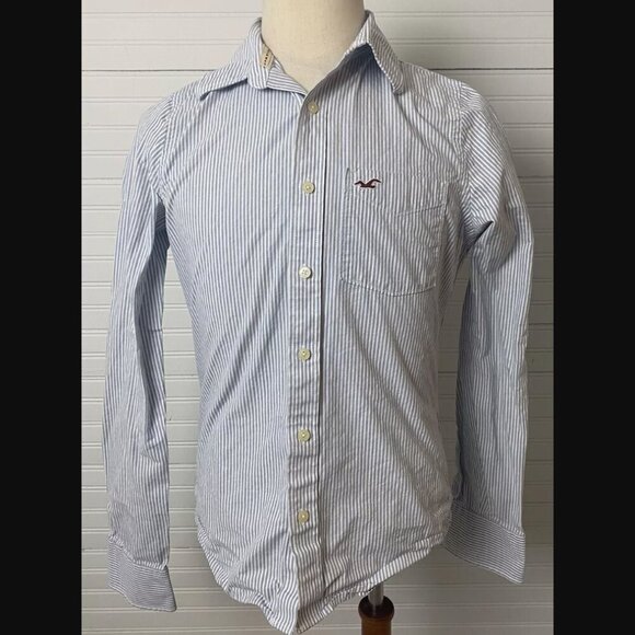 Hollister Stripe Cotton Button Up Shirt SZ M - Picture 2 of 7